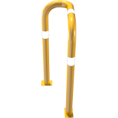 Anti-nudge hoop 90 | one sided- deep version | steel tube  76 mm | yellow / black | one-sided, left | height above ground: 1150 mm | to be fixed by plugs